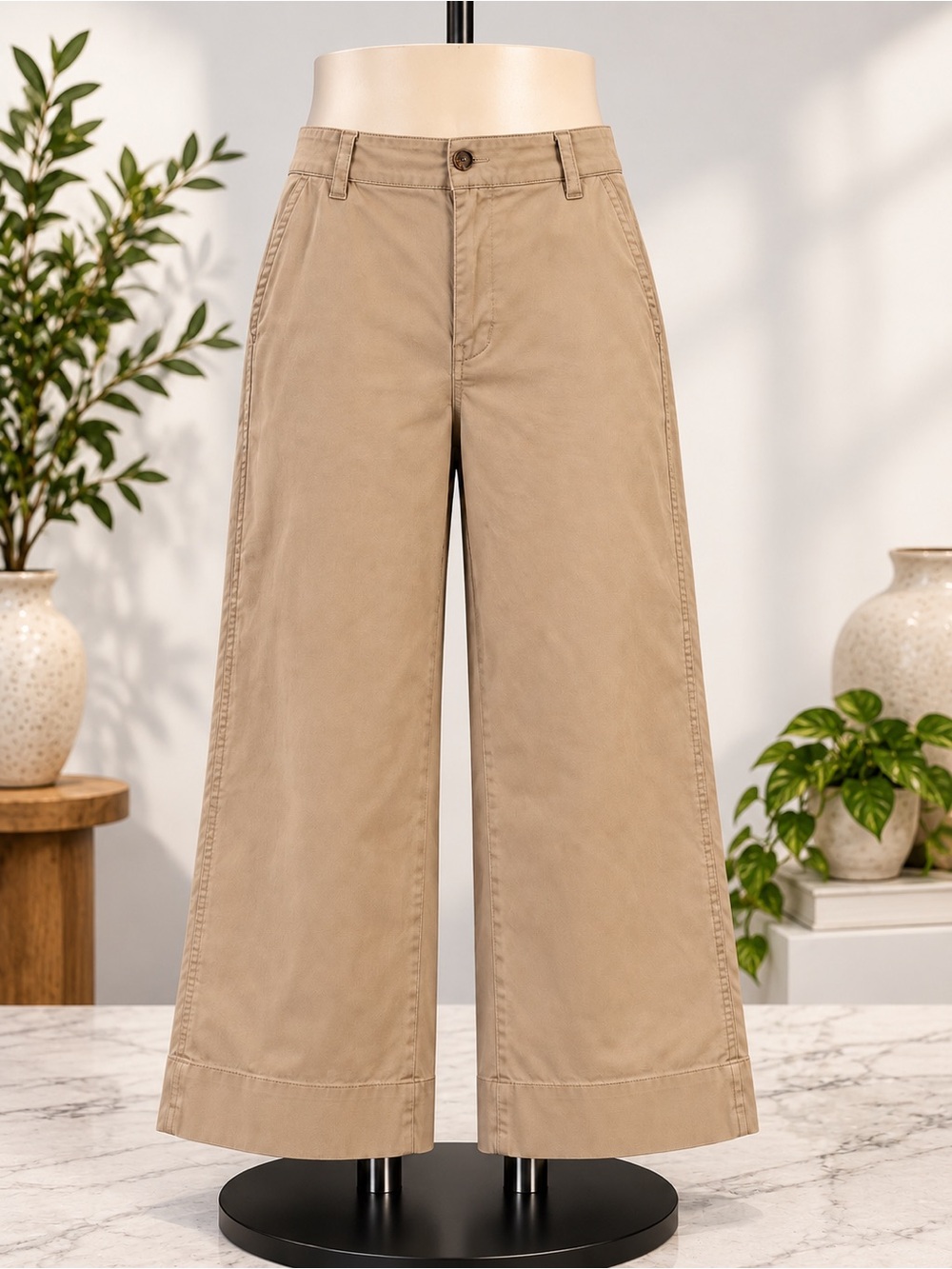 Talbots Superior Chino Khaki Wide Leg Crop Pants NWT